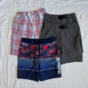 boys sz 8 shorts bundle- hurley swim trunks - nautica- bass outdoor- plaid cargo